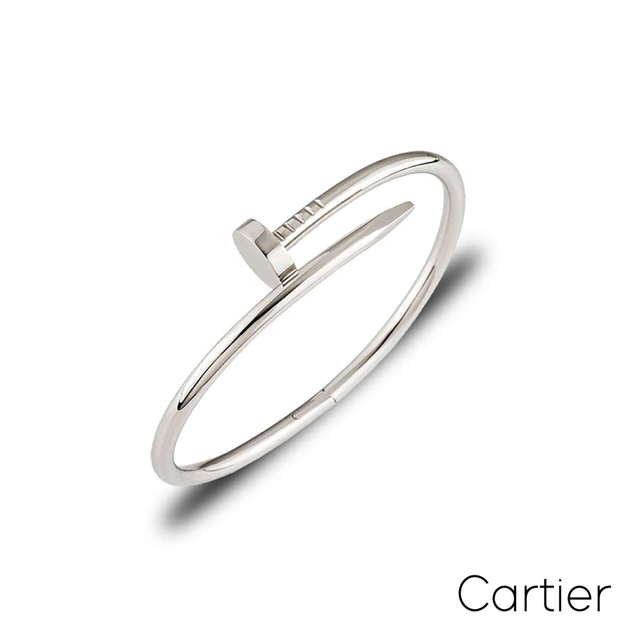 Cartier White Gold Plain Juste Un Clou Bracelet Size 17 B6041817